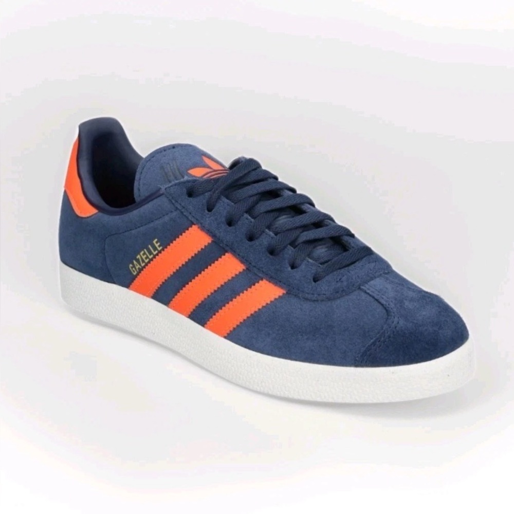 100% Authentic Adidas Men's Gazelle Originals Navy Orange/US 8.5